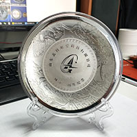 山東蓋特航空200克紀念銀盤_獎牌制作 紀念銀盤定制 會議表彰