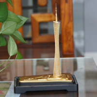 廣州塔金屬模型--絨沙金工藝品定做立體擺件 金銀立體擺件