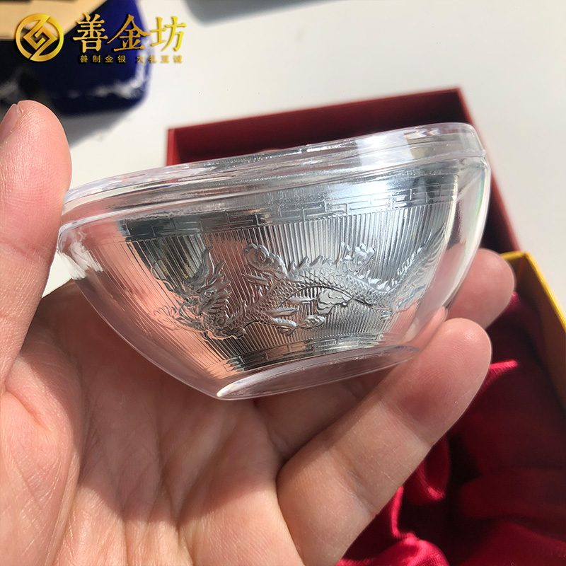 空心元寶50克 100克_純銀立體擺件定制 3D硬銀 立體貴金屬定制 金銀立體擺件 宣傳饋贈(zèng)
