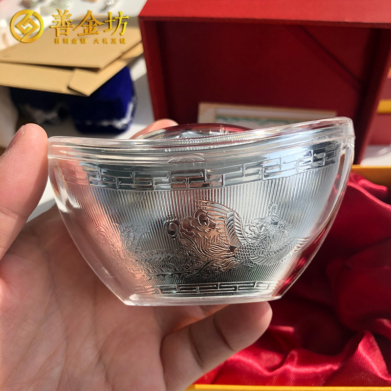 空心元寶50克 100克_純銀立體擺件定制 3D硬銀 立體貴金屬定制 金銀立體擺件 宣傳饋贈(zèng)