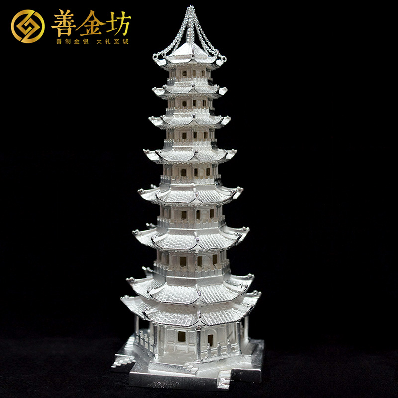 內(nèi)蒙古文昌塔純銀立體擺件 純銀擺件定制 立體擺件定制 員工福利