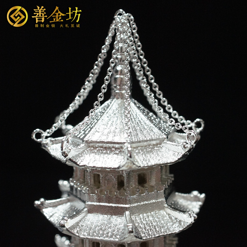 內(nèi)蒙古文昌塔純銀立體擺件 純銀擺件定制 立體擺件定制 員工福利