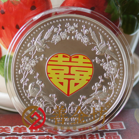 百年好合銀章_ 銀幣制作 紀(jì)念幣制作 紀(jì)念章制作 制作紀(jì)念幣 定做銀幣 高浮雕 結(jié)婚祝壽