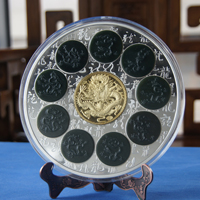 金玉九龍大銀章1公斤-- 銀幣制作 金銀立體擺件 紀(jì)念幣制作 紀(jì)念幣定制 定制銀幣