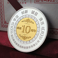 浙江歐迪恩10周年銀鑲金紀(jì)念章_ 定做紀(jì)念章 銀章定制 紀(jì)念章制作 紀(jì)念章定制 制作紀(jì)念章