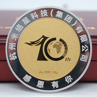浙江杭州米絡(luò)星十周年銀鑲金紀念章_ 定制金章 金章制作 定制紀念章