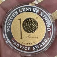 浙江寧波保時(shí)捷中心銀鑲金紀(jì)念章定制_ 紀(jì)念章制作 定做金章 金銀章定制 制作金章 金章制作 定制金章